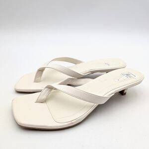 Open Edit Tori Kitten Heel Sandals Slip-On Women's Ivory Egret Size US6 EU36.5